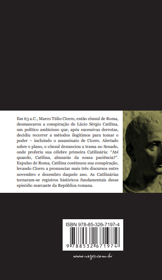 Capa e contracapa de livro com escultura clássica e texto em português