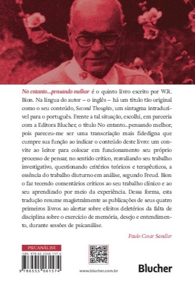 Contracapa de livro com texto em português, código de barras e logo Blucher
