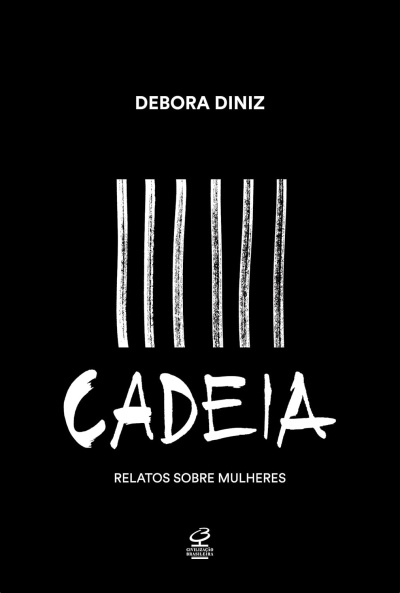 Capa de livro preta com barras brancas verticais e texto branco.
