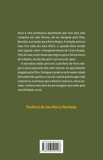 Verso de livro verde com texto em português e código de barras