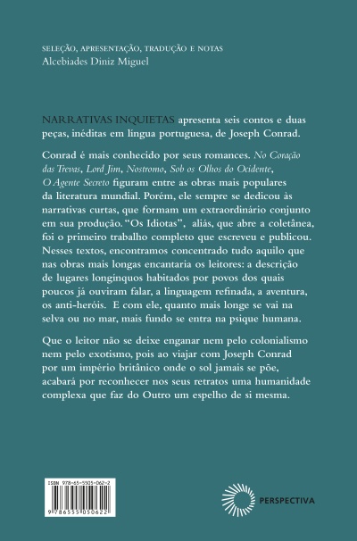 Contracapa de livro com texto em português, código ISBN e logo da editora Perspectiva
