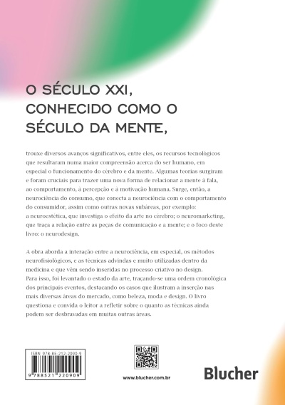 Contracapa de livro sobre neurociência e design com texto e código de barras