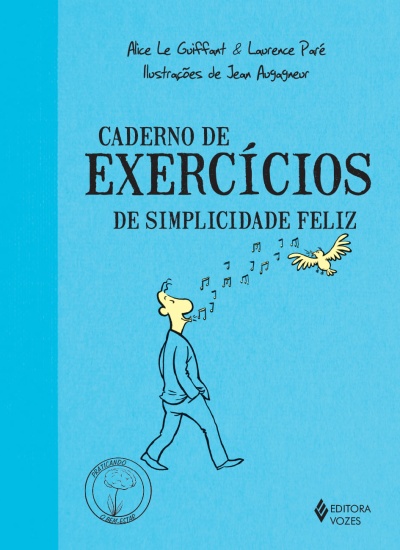 Capa azul de livro com ilustração e texto em português