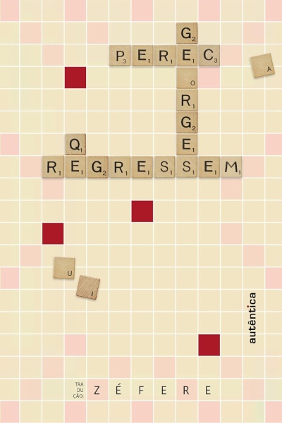 Capa de livro com letras de Scrabble e texto em português