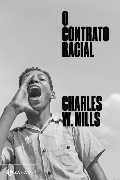 Capa do livro O CONTRATO RACIAL com jovem a gritar em preto e branco