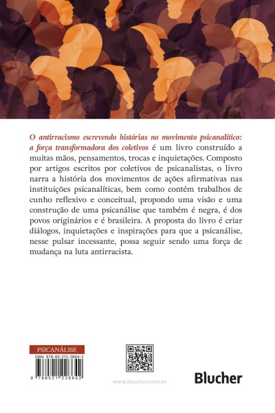 Capa de livro com perfis humanos em várias cores e texto explicativo em português