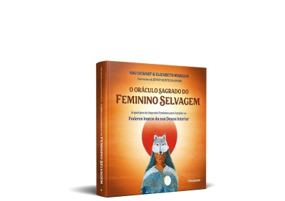 Capa do livro O Oráculo Sagrado do Feminino Selvagem com ilustração e texto em português.