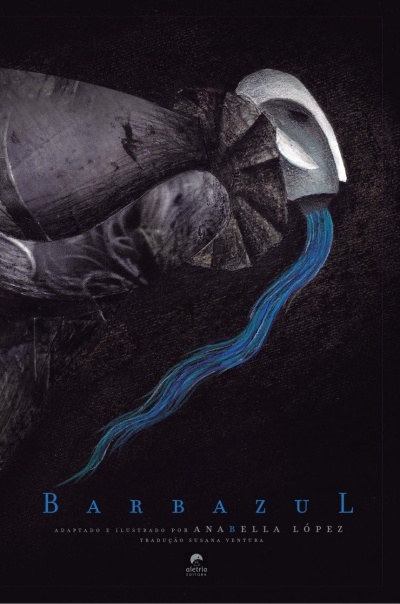 Capa de livro abstrata com título BARBAZUL e texto do autor e tradutor