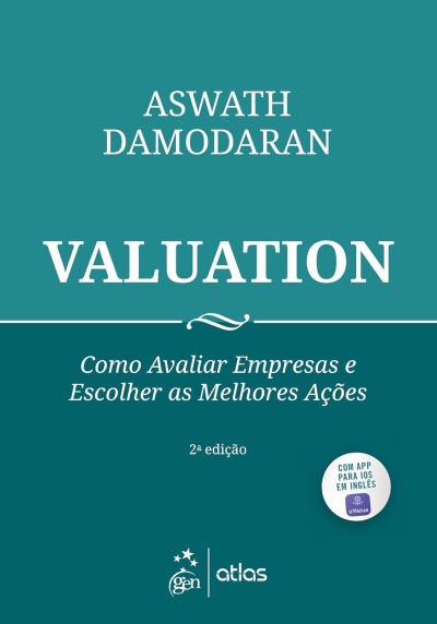 Capa de livro VALUATION de Aswath Damodaran em fundo azul com texto branco.