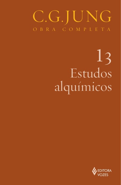 Capa de livro castanha com texto C.G. JUNG OBRA COMPLETA 13 Estudos alquímicos e logótipo da Editora Vozes