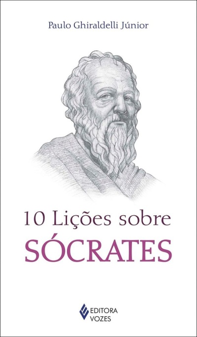 Capa do livro 10 Lições sobre Sócrates com desenho de Sócrates e texto do título e autor