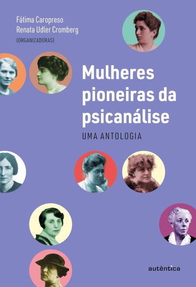 Capa de livro lilás com fotos antigas de mulheres e texto do título e autoras.