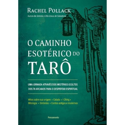 Capa verde de livro com título O CAMINHO ESOTÉRICO DO TARÔ e ilustração de pessoa com lanterna