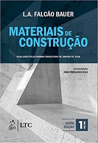 Capa de livro com título Materiais de Construção em azul e branco sobre fundo cinzento