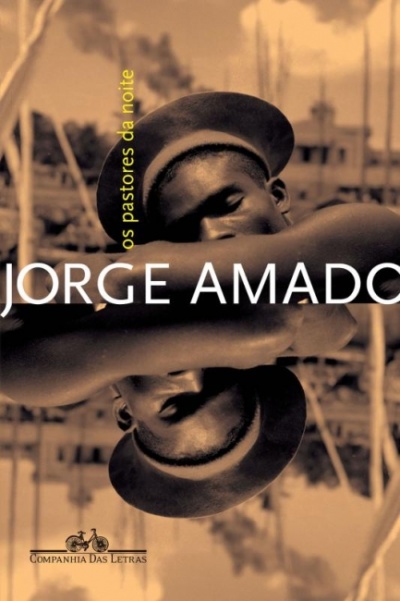 Capa de livro com fotografia sépia de homem com chapéu e texto Jorge Amado os pastores da noite