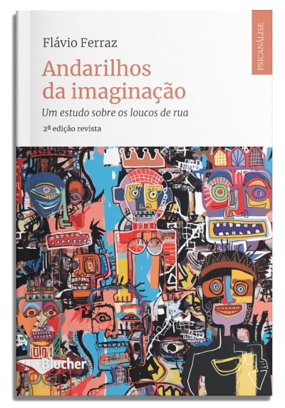 Capa de livro com título e arte abstrata colorida de rostos e figuras estilizadas