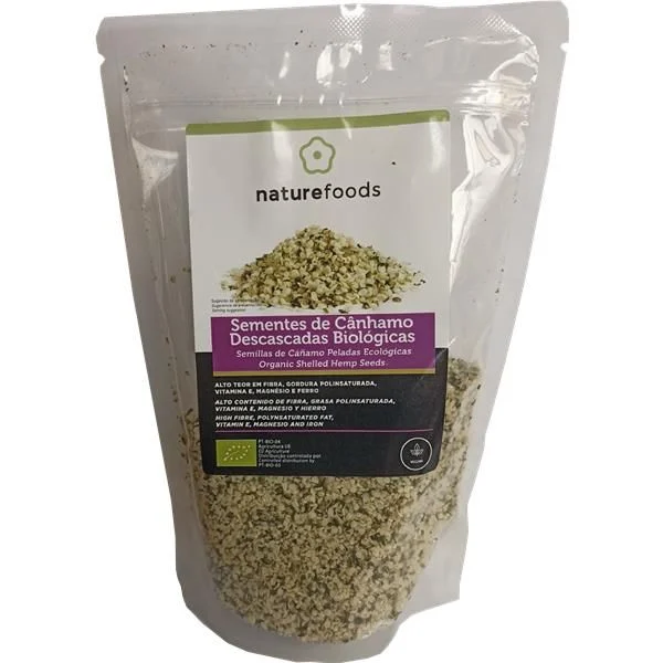 Naturefoods Sementes de Cânhamo 250g Pacote de sementes de cânhamo descascadas biológicas Naturefoods