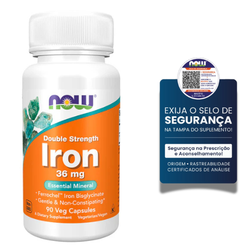 Now® Iron 36mg 90 Capsules Suplemento Iron da NOW com selo de segurança