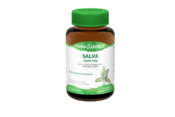 Good Essence Salva 2500mg 60 Comprimidos frasco de suplemento Salva 2500 mg Good Essence com tampa verde