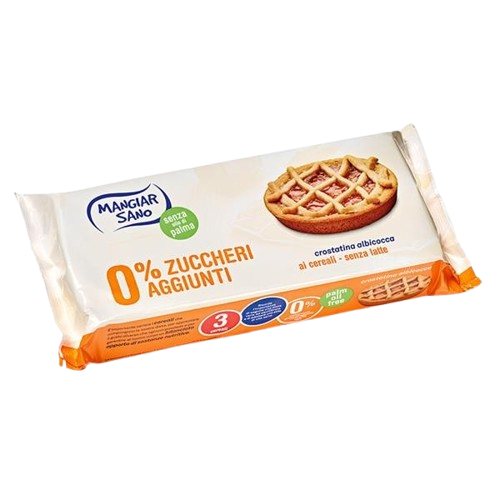 Tartes de Alperce sem Açúcar Embalagem branca e laranja de crostatina de alfarroba Mangiar Sano