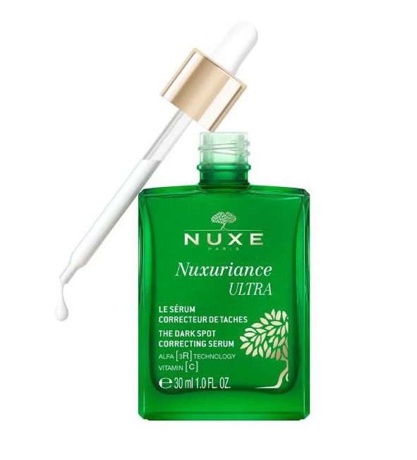 Nuxe Nuxuriance Ultra Serum 30 ml Frasco verde de sérum Nuxe Nuxuriance Ultra com conta-gotas