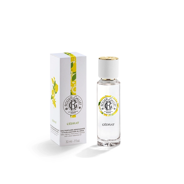 Roger&Gallet Perfume - Cedrat 30ml Frasco e caixa de perfume Roger & Gallet CÉDRAT branco com amarelo e verde