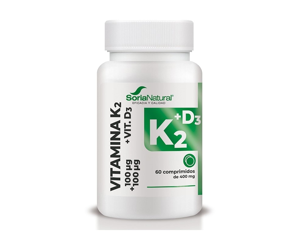 SoriaNatural Vitamina D3 + K2 60 Comprimidos Frasco de suplemento Vitaminas K2 + D3 da SoriaNatural com 60 comprimidos