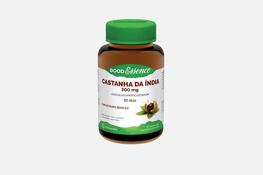 Good Essence Castanha da Índia 300 mg 90 Comprimidos Frasco de suplemento alimentar Castanha da Índia