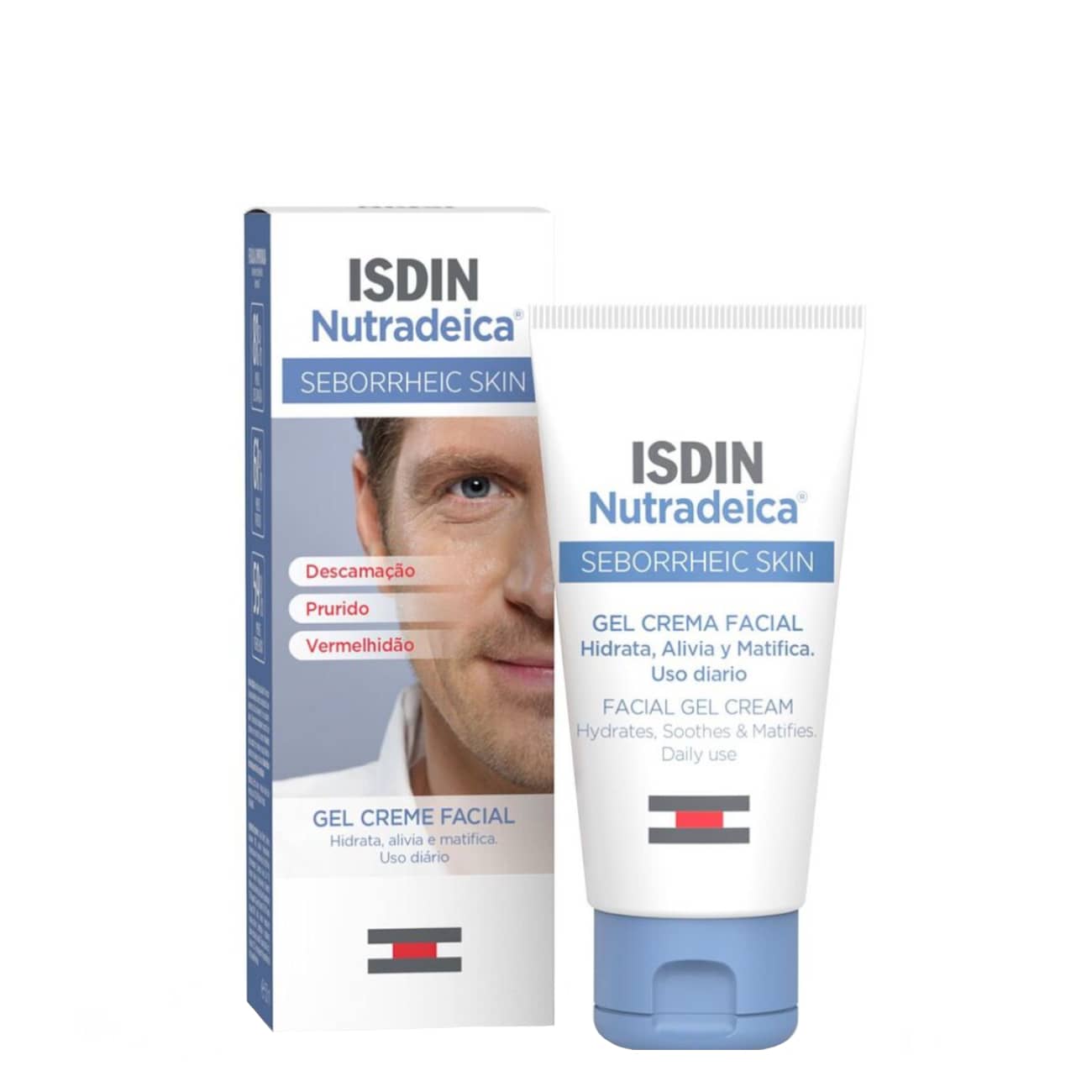 Isdin Nutradeica Gel Creme Facial 50ml Gel creme facial ISDIN Nutradeica Seborrheic Skin com embalagem e tubo