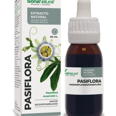 Extrato natural Pasiflora Soria Natural em embalagem branca e verde com frasco âmbar