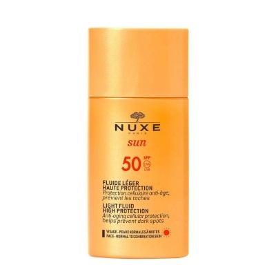 Frasco amarelo de fluido solar NUXE Sun FPS 50