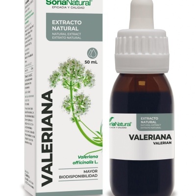 Frasco e embalagem de extrato natural de valeriana da marca SoriaNatural.