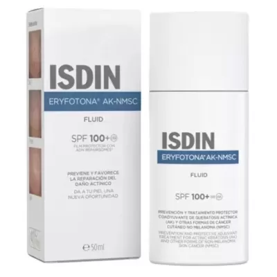 Frasco e caixa do produto ISDIN Eryfotona AK-NMSC Fluido SPF 100+