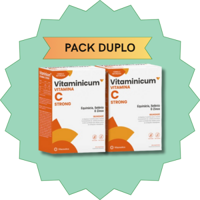 Pack duplo de Vitaminicum Vitamina C Strong em embalagens brancas e laranja