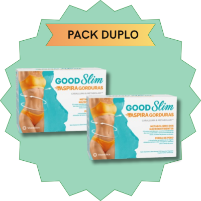 Pack duplo suplemento GOOD Slim Aspira Gorduras com imagem de corpo feminino