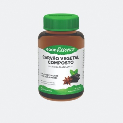 frasco de suplemento de carvão vegetal composto com tampa verde