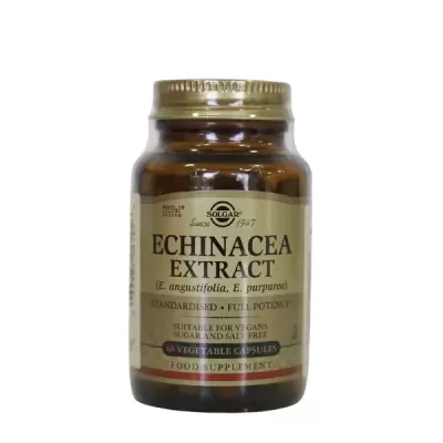 Frasco castanho de extrato de Echinacea em cápsulas vegetais