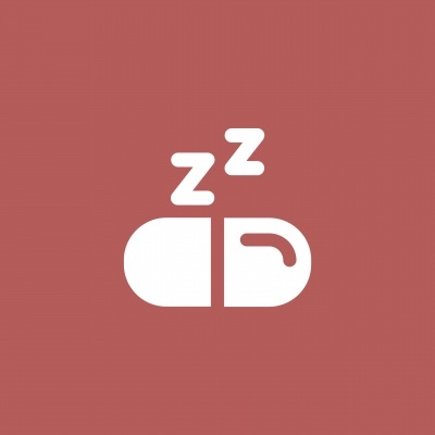 Ícone branco de cápsula com 'z' azul em fundo cor terracota