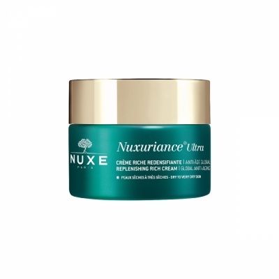 Frasco verde de creme NUXE Nuxuriance Ultra com tampa dourada