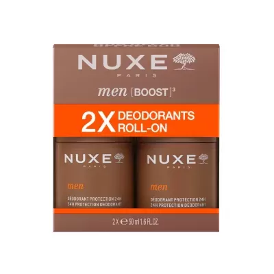 Pack com 2 desodorizantes roll-on para homem NUXE PARIS em embalagem castanha e laranja