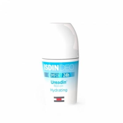 Desodorizante roll-on ISDIN DEO COMFORT 24h Ureadin Hydrating branco e azul