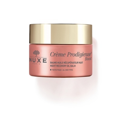 Frasco rosa e dourado de creme NUXE Crème Prodigieuse Boost