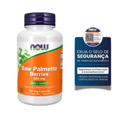 Frasco suplemento Saw Palmetto Berries 550 mg com selo de segurança