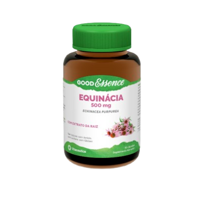 Frasco suplemento Equinácia 500 mg GOOD Essence com tampa verde