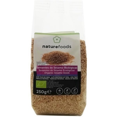 Pacote de sementes de sésamo biológicas naturefoods de 250g