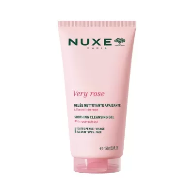 Gel de limpeza Very rose Nuxe em embalagem rosa clara