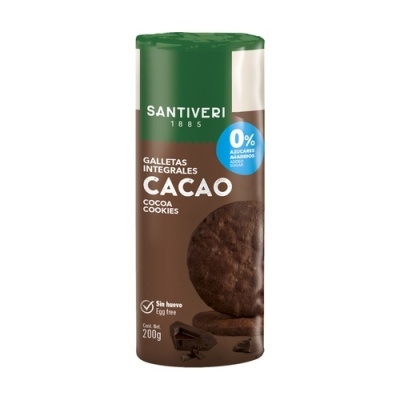 Embalagem de biscoitos integrais sabor cacau Santiveri 200g