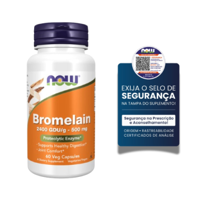 Frasco de suplementação Bromelain com selo de segurança na tampa