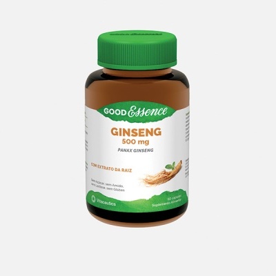 Frasco de suplemento Good Essence Ginseng 500 mg