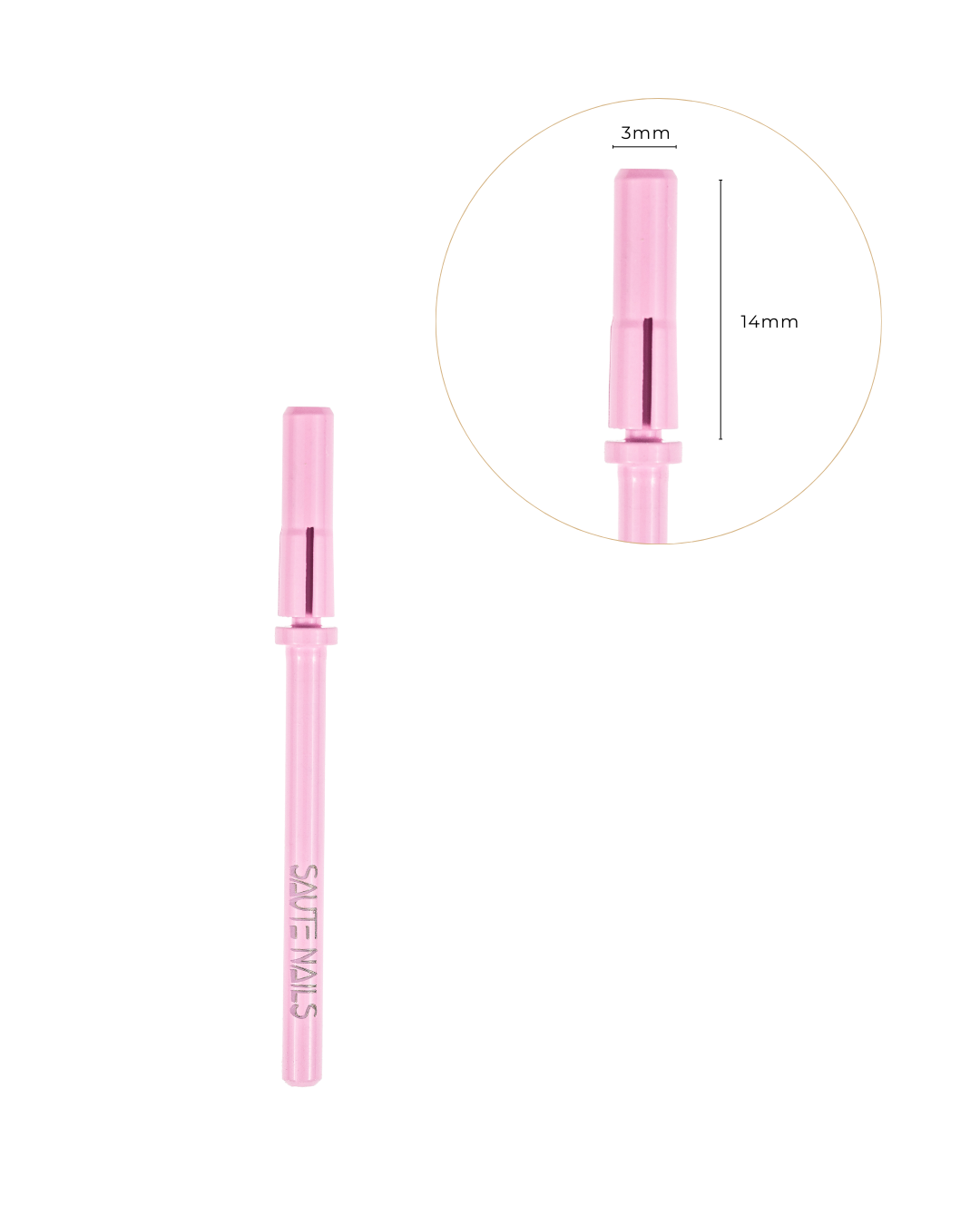 Mandril Rosa Mini Caneta cor-de-rosa para unhas com tampa e texto SALT NAILS